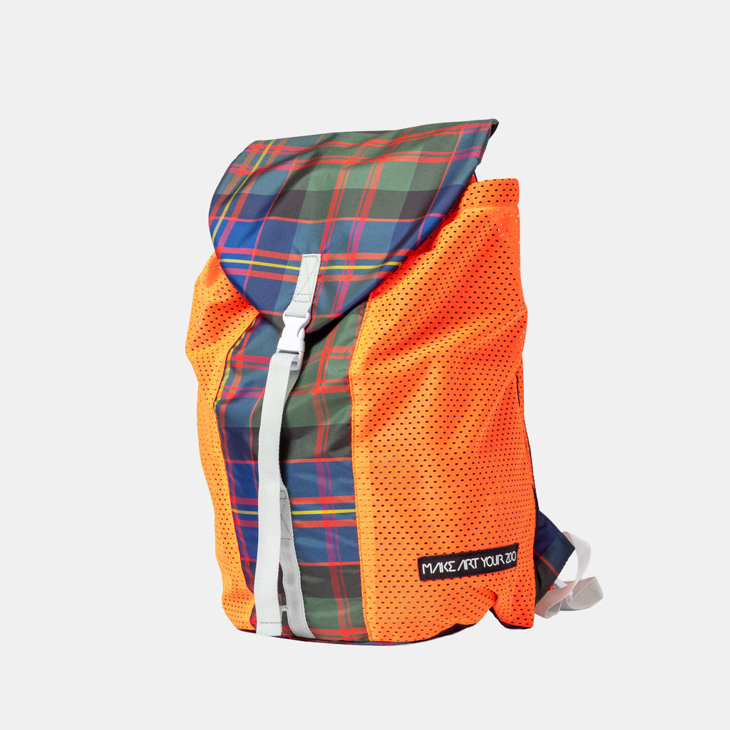 Oblong pockets backpack TARTAN